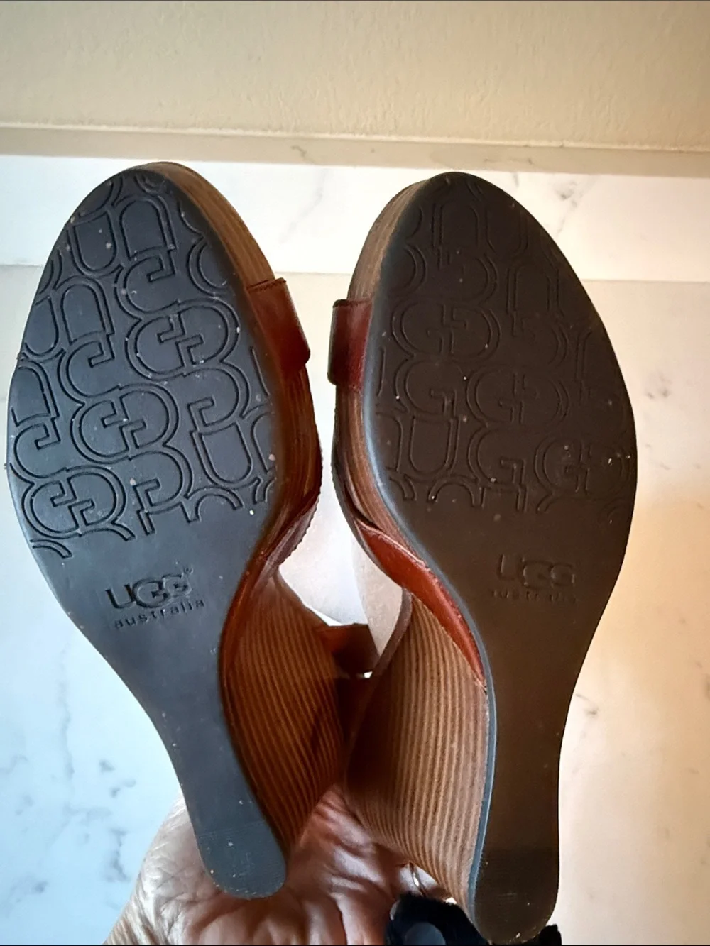 UGG Leather Wedge Sandals
